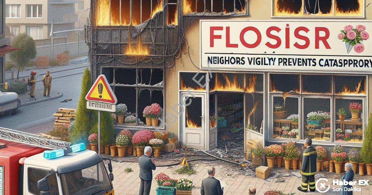 "Aydın Efeler'de Çiçekçi Yangını: Faciayı Komşuların Dikkati Önledi" başlıklı haber için fotorealist