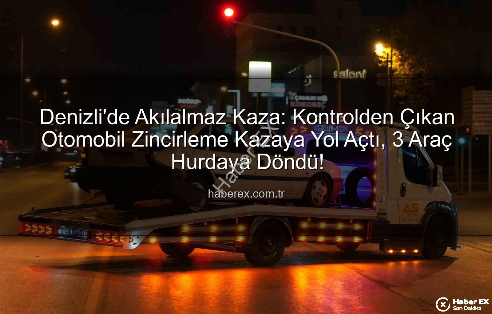 Denizli'de kaza - Denizli'de Akılalmaz Kaza: Kontrolden Çıkan Otomobil Zincirleme Kazaya Yol Açtı, 3 Araç Hurdaya Döndü!